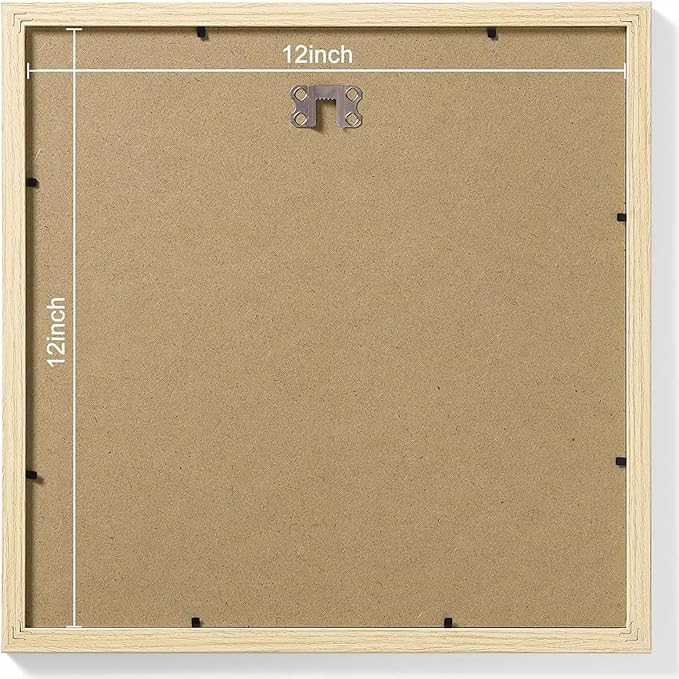 Vittanly 12x12 Picture Frames Set of 9, Shatter Resistant Plexiglass, Display 8x8 Pictures with Mat or 12x12 without Mat, Photo Frames for Wall Mount, Engineered Wood, OAK