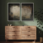 SIGNFORD Framed Canvas Print Wall Art Set Neutral Black and Brown Contemporary Minimalist Illustration Modern Art Decorative for Living Room, Bedroom, Office - 24"x36"x2 White