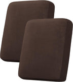 H.VERSAILTEX Velvet Stretch Couch Cushion Cover Plush Cushion Slipcover for Chair Loveseat Sofa Cushion Furniture Protector Seat Cushion Sofa Cover (2 Piece Medium Sofa Cushion Covers, Brown Striped)