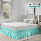 Utopia Bedding Queen Elastic Bed Ruffle - Easy Wrap Around Ruffle - Microfiber Bed Skirt with Adjustable Elastic Belt 16 Inch Tailored Drop - Hotel Quality Bedskirt, Fade Resistant (Queen, Spa Blue)