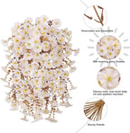 Ivydale 2 PCS Artificial Fall Hanging Flowers Fake Petunias Outdoor, Silk Faux Morning Glory Flowers with Eucalyptus Leaves,UV Resistant Realistic Mums Plants Vines for Home Garden Decor (White)