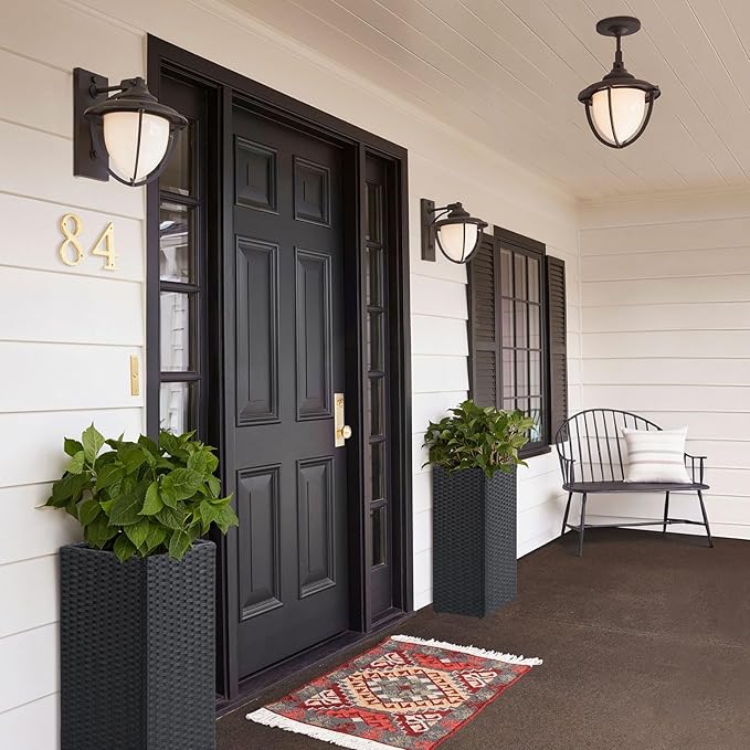 SUNNYPARK 2 Pack Tall Planters for Outdoor Plants Rattan Modern Tall Square Planter Box with Removable Liners Indoor Outdoor Porch Patio Flower Pot (12’’ x 12’’ x 24’’)