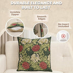 Charlotte Home Furnishings Throw Pillow Covers 16x16 in, Green Chrysanthemum Decorative Pillow Covers, Boho European Tapestry Cushion Cases, Living Room Cozy Home Decor, Jacquard Woven Soft Cotton