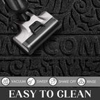 Yimobra Welcome Mat Outdoor, 29.5x17 Waterproof Door Mat Outside Entrance, All-Weather Non Slip Front Door Mat, Low-Profile Entryway Mat Indoor, Porch and Patio, Black