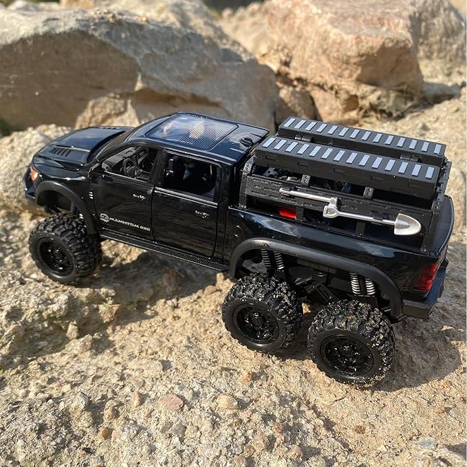 Pickup Truck Toy 1/24 Diecast Trucks Mammoth Model Car Kits,Metal Toy Truck Suitable for Kids and Car Collection,Pull Back Cars with Light and Sound,Trucks for Kids Ages 4-8（Black）
