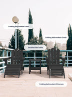 KINGYES Folding Adirondack Ottomans Set of 2 for Adirondack Chair, Black