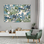 Chinoiserie Tapestry, Asian Watercolor Abstract Art, Japanese Wall Tapestry, Nature Landscape Tapestries for Bedroom, Living Room Decor 90"x60"