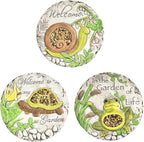 Sungmor 3PC Pretty Garden Stepping Stones, 9.8" Large Concrete Decorative Stones with Beautiful Pattern, Unique Outdoor Lawn Accents, Yard Walkway Flower Bed Wall Shelf Welcome Friends Decorations
