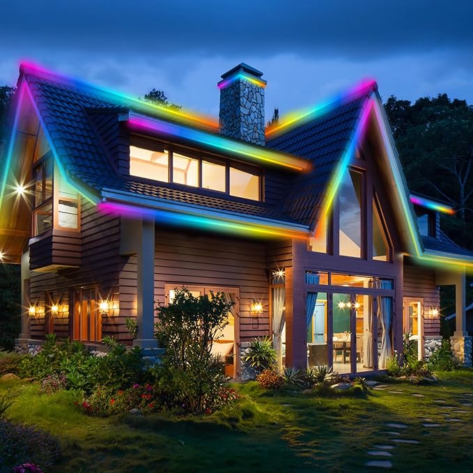 26FT LED Neon RGBIC Lights, LED Lights with RF Remote & APP Control, Flexible IP67 Waterproof Outdoor, Music Sync, DIY Design, 24V LED Strip Lights for Gaming Livingroom Wall Christmas Decor