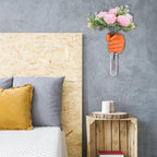 Orange Wall Sculptures, Hand Vases Home Decor, Wall Mount Art Sculpture, Unique Wall Art Statue, Funky Flower Vase Decorations, Modern Eclectic Hanging Decor,Glass Test Tube Vase (Orange)