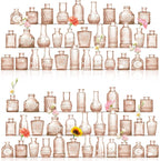 Bud Vases in Bulk 64, Amber Glass Vases for Centerpieces, Small Vases for Flowers, Mini Vintage Vase, Small Flower Vase for Centerpieces, Bud Vases for Wedding Table Decor