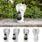Solar Angel Garden Statue, Angel Figurine Outdoor Decor with Warm White Solar Lantern Garden Angel Figurine Outdoor Statue Waterproof Angel Sculpture Lawn Yard Art Patio Ornament Housewarming Gift