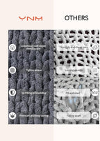 YnM Chunky Throw Blanket, Medium-Weight, Hand Knitted with Chenille Yarn, Skin Friendly, Ventilated and Breathable, Machine Washable, Home Décor Piece for Couch, Sofa and Bed (Lava Grey, 50x60 Inch)