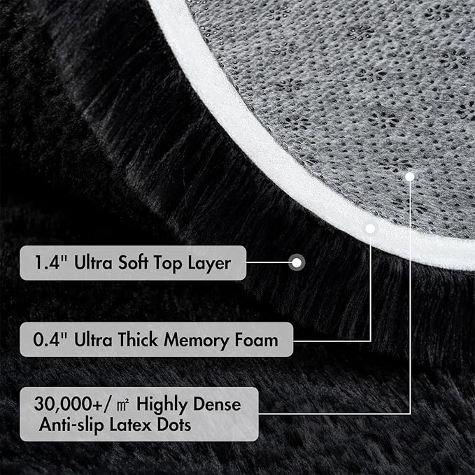 7x10 Ft Extra Large Shag Rugs for Living Room, Ultra Soft Fluffy Furry Area Rugs for Bedroom Indoor Floor, Aesthetic Carpet for Kids Home Decor (Black)