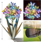 Homight Solar Metal Agave Butterfly Flower Stick Garden Sculpture - Outdoor Gift, Christmas Lights - Swaying Butterfly Garden Lights (2 PCS Blue)