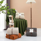 Longhui bedding Chunky Cable Knit Throw Blanket Lightweight Olive Green 100% Organic Cotton Blanket for Sofa Couch Bed Baby Nursery, Rustic Shabby Chic Modern Farmhouse, 60” x 80” Give Laundering Bag