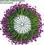 20 Bundles Artificial Flowers for Outdoor Fake Plants for Spring Decoration,Faux Eucalyptus Flowers for Planter UV Resistant Lifelike for Home Porch Garden（Fuchsia）