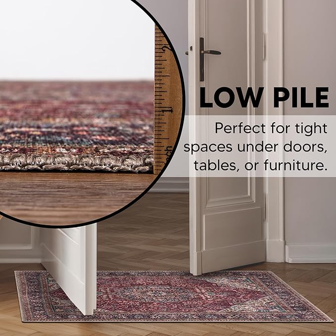 Keen Home Design 2x3 Rug - Machine Washable Entry Rug with Non-Slip Backing, Ideal for Enteryway, Kitchen, Bathroom, Laundry Room - Vintage, Easy Clean, Durable, Low Pile Rug - (2' x 3')