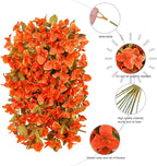 Bougainvillea Artificial Flowers Plants for Outdoors Outside Fall Autumn Decor, 2 pcs Faux Silk Long Trailing Vines UV Resistant Look Real Orange Fake Flowers for Front Door Porch Planter Urn Patio
