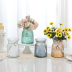 SOJOCK 2PACK Glass Flower Vases(Flowers NOT Included),6.3" High Diamond Pattern Vases,Vintage Vases for Centrepieces,Wedding Decorations,Home Table Flower Decorations