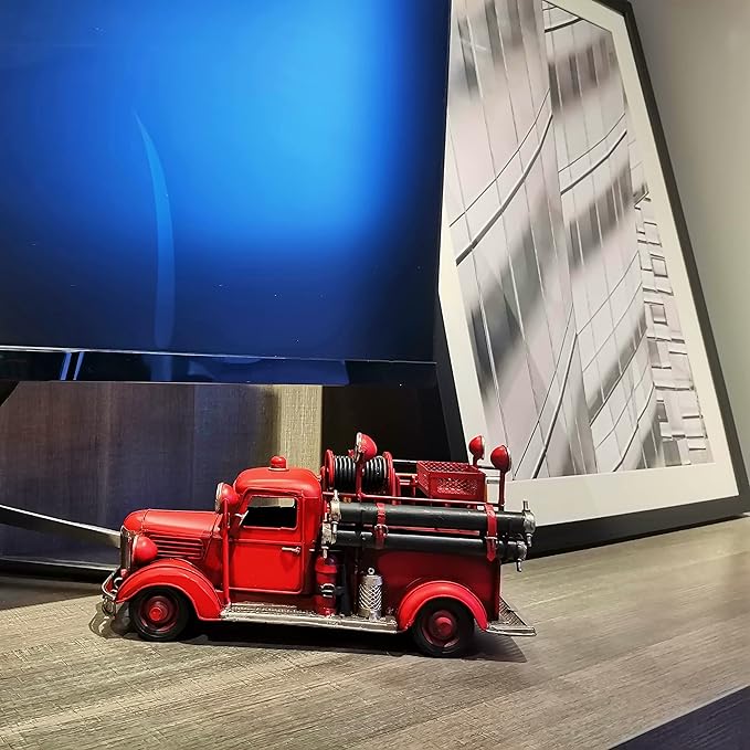 Vintage Diecast Mack Fire Truck - Retro Metal Fire Engine, Miniature Vehicles for Home Decor
