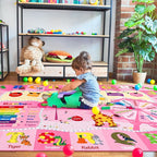 Kids Rugs for Playroom Bedroom Classroom Nursery, Non-Slip and Washable Rugs for Children Toddlers Girls, Educational and Fun Rug Carpets with ABC Alphabet Animals Shapes, 4x6, Pink