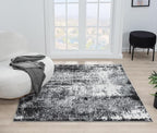 Keen Home Design Area Rugs - 8ft Round Non-Shedding, Abstract Rugs for Kitchen, Living Room, Bedroom, Dining Room, Entryway - Size: 7'10" Square, Abstract Black
