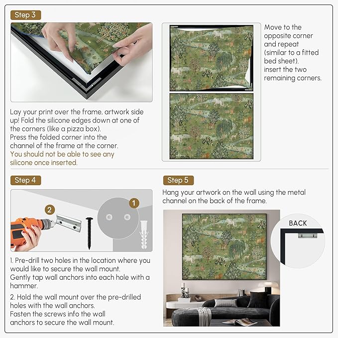 SIGNWIN 36"x46" Extra Large Framed Wall Art Medieval Fantasy Forest with Woodland Animals, Storybook-Inspired Scene for Home Living Room Bedroom Decor (Frame Assembly Required)