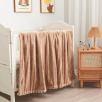 NEWCOSPLAY Super Soft Throw Blanket Taupe Premium Silky Flannel Fleece 3D Ribbed Jacquard Lightweight Bed Blanket All Season Use (Taupe Ribbed, Throw(40"x50"))