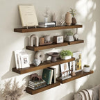 Marsmiles 30 Inch Floating Shelves for Wall - Dark Wood Floating Shelves Set of 2-30 Inch Wide x 7.7 Inch Deep x 1.6 Inch Thick Wooden Shelves for Room Wall