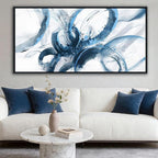 AJAZIKO Blue Canvas Wall Art Abstract Art Wall Decor Wall Art for Living Room Framed Artwork for Walls Paintings for Bedroom Modern Pictures Wall Decor Office Decoration 30×60IN