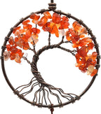 Urdeoms Tree of Life Dream Catchers for Girls Boho Dream Catcher Wall Decor for Bedroom Adult Crystal Red Agate Healing Stone Hanging Ornament Decoration Cute Room Decor 18" Length(NO.17)