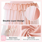 Bed Canopy with Star Lights, Double Layer Bed Canopy for Girls, Princess Canopy Bed Curtain for Twin Bed, Breathable Kids Dreamy Play Tent Room Castle Reading Nook, Machine Washable, 26''x125'' - Pink