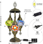 Mozaist Turkish Mosaic Lamp with Bulb – Anatolian Star 3 Globe Table Light