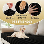 HAOMAIJIA Waterproof Couch Cover for Dogs Washable,Faux Fur Pet Couch Covers for Sofa,Soft Dog Bed Cover Non-Slip Couch Covers for 3 Cushion Couch Sofa Pet Friendly (Black, 35" x 95" 1 Pack)