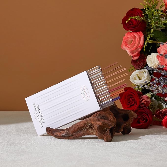 Incense Sticks Sample Set with 8 Natural scents: Lavender, Osmanthus, Rose, Agarwood, Sandalwood & More. Perfect for Meditation, Spiritual use, and Stress Relief Gifts