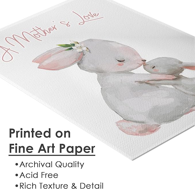 Mother and Child Bunny Wall Art Print - Unframed - 8x10 | Nursery Decor | Bedroom Decor | Room Decor Aesthetic | Bedroom Wall decor
