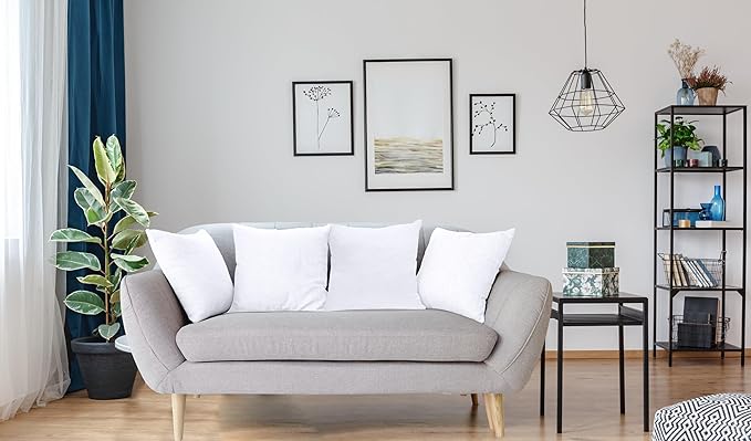 ROYALE LINENS 16 x 16 Pillow Insert - Down Alternative Throw Pillows Insert - Square Pillow Pack of 4 White - Bed & Couch Pillows - Inner Cushion for Bed, Cushion for Living Room - Shams Stuffer