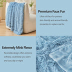 GONAAP Fuzzy Faux Fur Throw Blanket Light Blue Super Soft Cozy Plush Fuzzy Shaggy Blanket for Couch Sofa Bed (Light Blue, Throw(50"x60"))