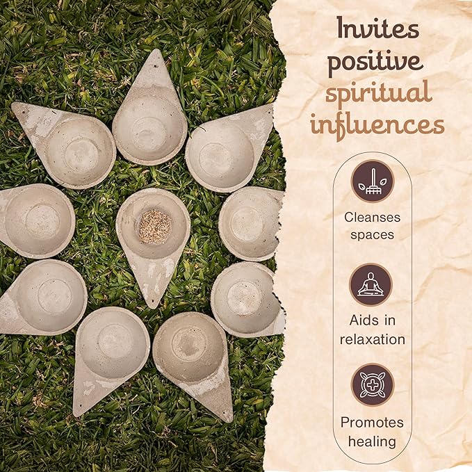 Sagrada Madre Incense Burner, Triangular Sahumador - Hand-Carved Cement Incense Holder, Ash Catcher for Sticks, Cones, Bombs & Smudges - 1 Piece, Perfect for Smudging, Yoga, and Meditation Accessories