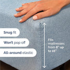 Split King Sheets Set 7 Piece - Includes 4 Pillowcases - Bed Sheets Split King - Soft Hotel Luxury Bedding - Cooling & Breathable - 1 Flat & 2 Fitted & 4 Pillowcases w/ Deep Pockets - Heathered Blue