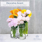 Royal Imports Glass Cylinder Flower Centerpiece Vases Set of 4 - Hurricane Candle Holder Pillar, Floating, Tealights - Use for Floral, Wedding, Home Decor, Holiday Includes 4 Floating Candles