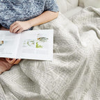 JINCHAN Boho 100% Cotton Muslin Blanket 3-Layer Queen Size 80x90 Inches Geometric Light Grey Lightweight Reversible Soft Comfy Throw for Couch Sofa Bed Coverlet Quilt Large Blanket Bedroom All Seasons