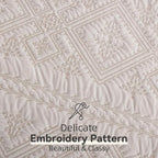 Yvooxny 3-Piece Quilt Set Queen Size Velvet Embroidery Quilted Bedspread Coverlet Set Bedding Set with Pillowcases for All Seasons, White, 98 * 90 Inches