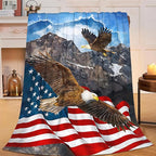 Eagle American Flag Throw Blanket for Boys, Men, Adults, Lovers, Girls, Kids, Women - Soft Warm Plush Fleece Flannel Decor for Couch, Sofa, Bed 50"x60"