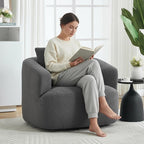 Swivel Accent Chair,360° Rotating Barrel Chair,Teddy Fleece High-Resilience Sponge Single Sofa, Easy Assembly for Living Room, Bedroom, Apartment Dark Grey