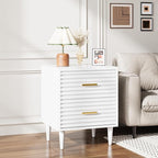 Alohappy Mid Century Modern Nightstand, Fluted Bedside Table with Storage Drawers, End Table for Bedroom, Living Room, White 1pc