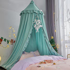 VETHIN Bed Canopy for Girls,Princess Round Dome Dreamy Mosquito Net Bedding Girls Room Castle Play Tent Hanging House Decor Reading Nook Canopies (Green)