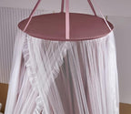 VETHIN Double Layer Princess Round Dome Canopy Bed Curtain for Girls Adults,Children Dreamy Mosquito Net,Cute Bedroom Decoration Castle Play Tent Reading Nook Canopies (Dome-Rust Red/White)
