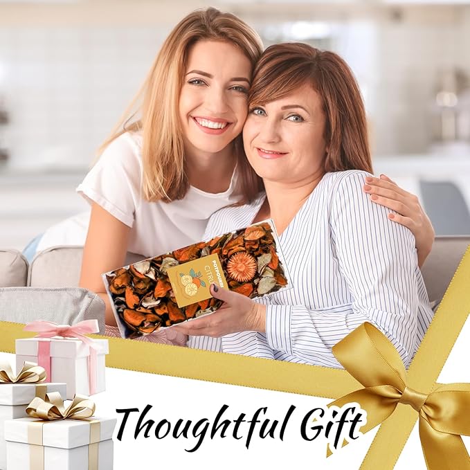 STRN Natural Dried Citrus Flower Sachets (2-Pack), Potpourri Vase Filler Long-Lasting Fragrance Potpourri Bags for Closet, Drawer, Car & Home, Reusable Scented Sachet Gift Set